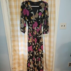 size 12 Lane Bryant Long Sleeve Floral Dress - Black, Pink, tan